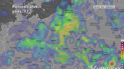 Prognozowane opady w kolejnych dniach (Ventusky.com)