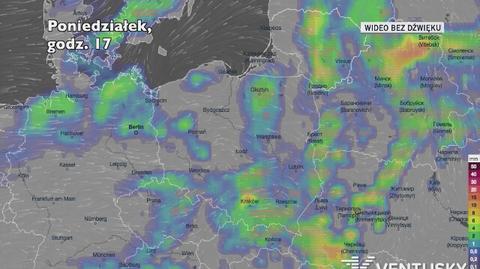 Prognozowane opady w kolejnych dniach (Ventusky.com)