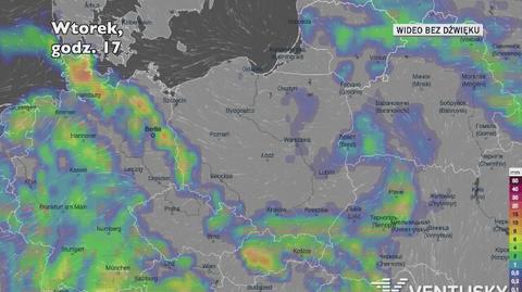 Prognozowane opady w kolejnych dniach (Ventusky.com)