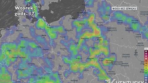 Prognozowane opady w kolejnych dniach (Ventusky.com)