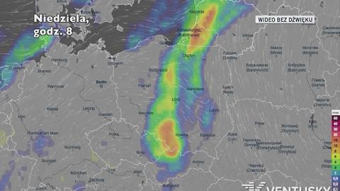 Prognozowane opady w kolejnych dniach (Ventusky.com)