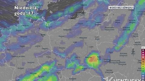 Prognozowane opady w kolejnych dniach (Ventusky.com)