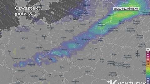 Prognozowane opady w kolejnych dniach (Ventusky.com)