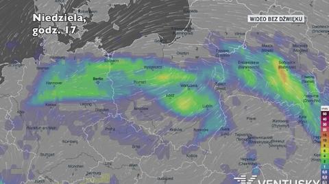 Prognozowane opady w kolejnych dniach (Ventusky.com)