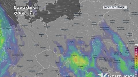 Prognozowane opady w kolejnych dniach (Ventusky.com)