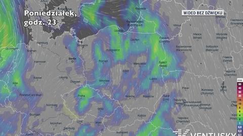 Prognozowane opady w kolejnych dniach (Ventusky.com)