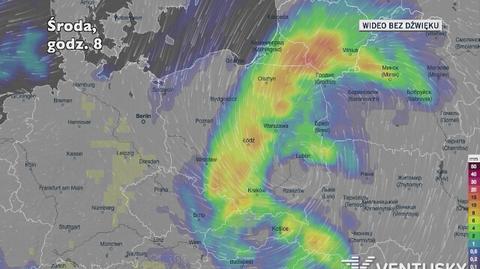 Prognozowane opady w kolejnych dniach (Ventusky.com)