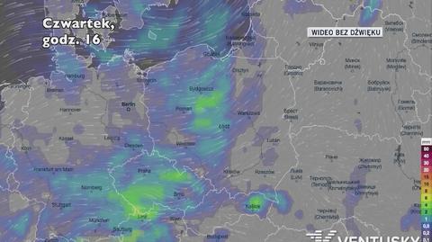 Prognozowane opady w kolejnych dniach (Ventusky.com)