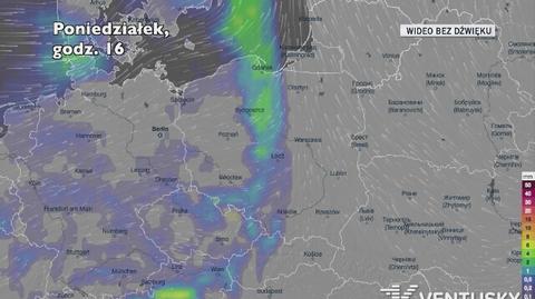 Prognozowane opady w kolejnych dniach (Ventusky.com)