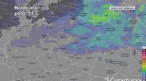 Prognozowane opady w kolejnych dniach (Ventusky.com)