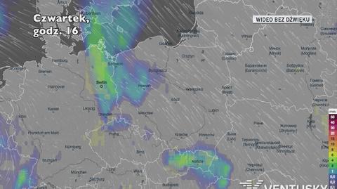 Prognozowane opady w kolejnych dniach (Ventusky.com)