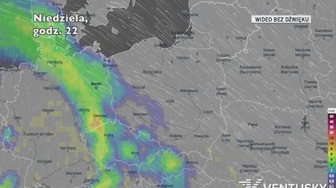 Prognozowane opady w kolejnych dniach (Ventusky.com)