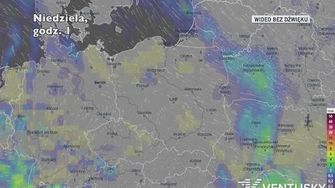 Prognozowane opady w kolejnych dniach (Ventusky.com)