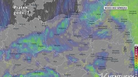 Prognozowane opady w kolejnych dniach (Ventusky.com)