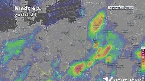 Prognozowane opady w kolejnych dniach (Ventusky.com)