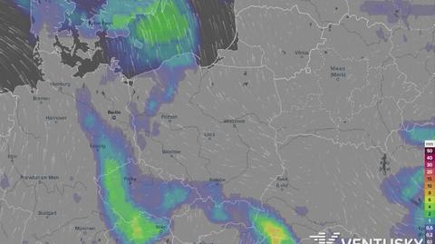 Prognozowane opady w najbliższych dniach (film: Ventusky.com)