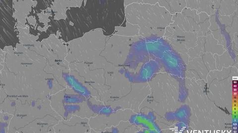 Prognozowane opady w najbliższych dniach (film: Ventusky.com)