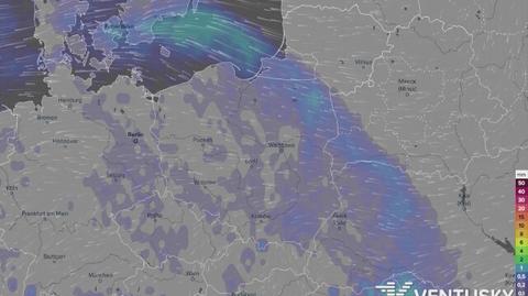 Prognozowane opady w najbliższych dniach (film: Ventusky.com)