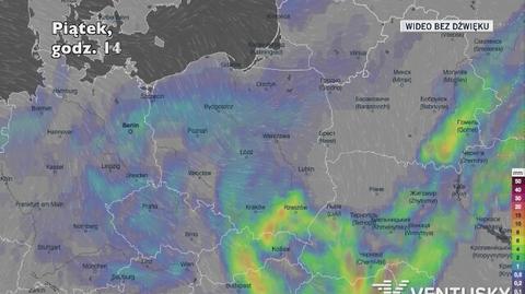 Prognozowane opady w najbliższych dniach (Ventusky)