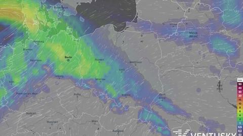 Prognozowane opady w najbliższych dniach (Ventusky.com)