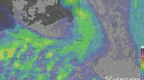 Prognozowane opady w najbliższych dniach (Ventusky.com)