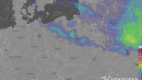 Prognozowane opady w najbliższych dniach (Ventusky.com)