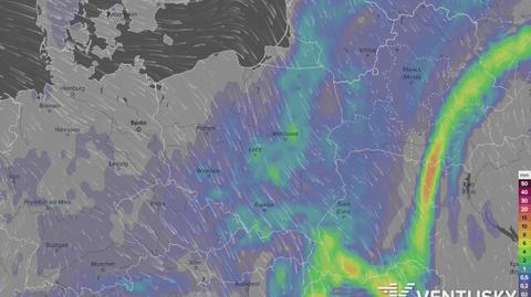 Prognozowane opady w najbliższych dniach (Ventusky.com)