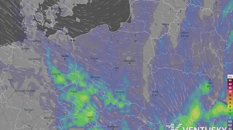 Prognozowane opady w najbliższych dniach (Ventusky.com)