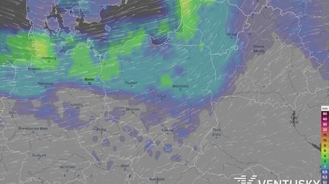 Prognozowane opady w najbliższych dniach (Ventusky.com)