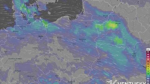 Prognozowane opady w najbliższych dniach (Ventusky.com)