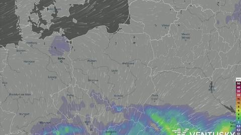 Prognozowane opady w najbliższych dniach (Ventusky.com)