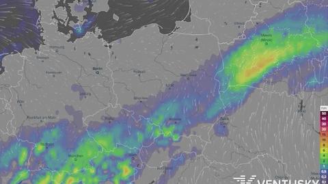 Prognozowane opady w najbliższych dniach (ventusky.com)