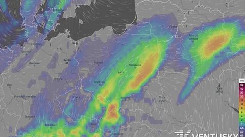 Prognozowane opady w najbliższych dniach (Ventusky.com)