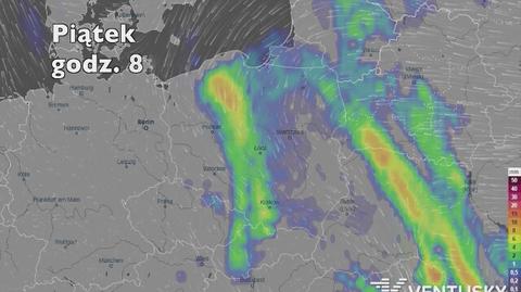 Prognozowane opady w najbliższych dniach (Ventusky.com)