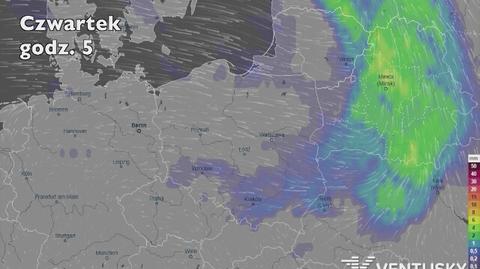 Prognozowane opady w najbliższych dniach (Ventusky.com)