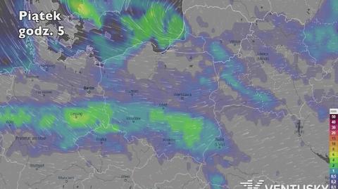 Prognozowane opady w najbliższych dniach (Ventusky.com)