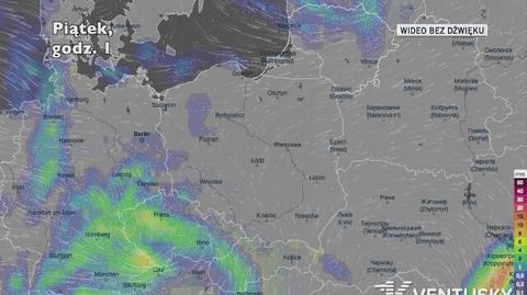 Prognozowane opady w najbliższych dniach (Ventusky.com)