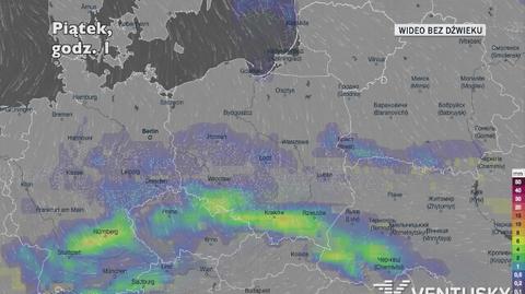 Prognozowane opady w najbliższych dniach (Ventusky.com)