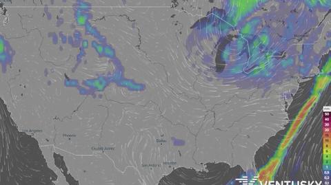 Prognozowane opady w najbliższych godzinach (Ventusky.com)