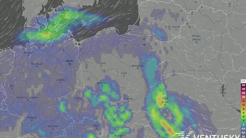 Prognozowane opady w weekend (Ventusky.com)
