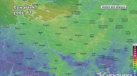 Prognozowane porywy wiatru na kolejne dni (Ventusky.com)