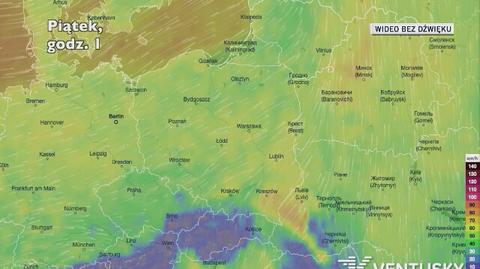 Prognozowane porywy wiatru w najbliższych dniach