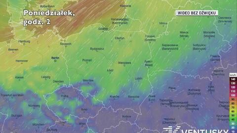 Prognozowane porywy wiatru w najbliższych dniach