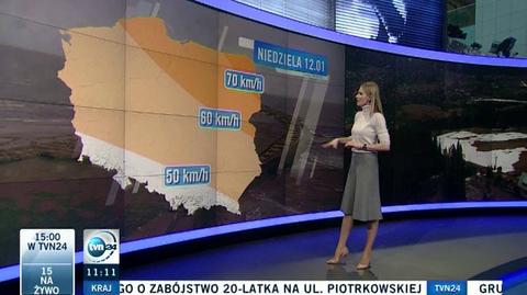 Prognozowane prędkości wiatru na sobotę i na niedzielę