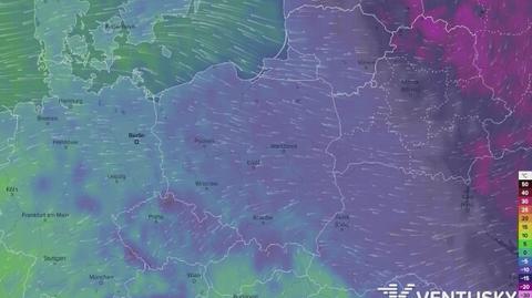 Prognozowane temperatury w najbliższych dniach (film: Ventusky.com)