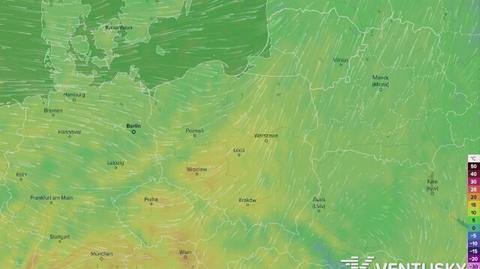 Prognozowane temperatury w najbliższych dniach (Ventusky.com)