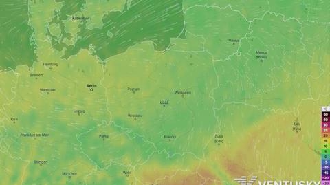 Prognozowane temperatury w najbliższych dniach (Ventusky.com)