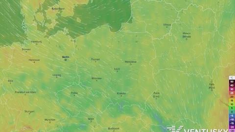 Prognozowane temperatury w najbliższych dniach (Ventusky.com)