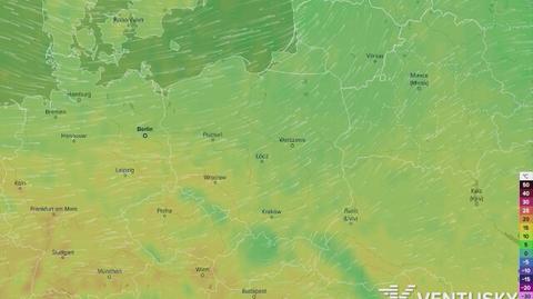 Prognozowane temperatury w najbliższych dniach (Ventusky.com)