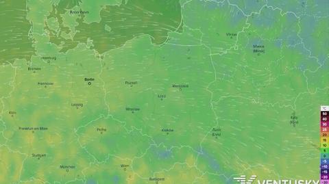 Prognozowane temperatury w najbliższych dniach (Ventusky.com)